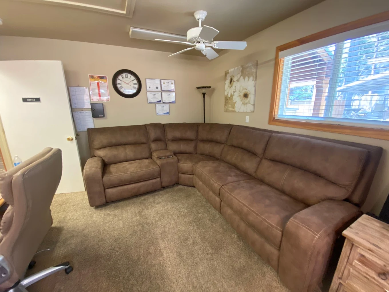 Private counseling room with sofa seating