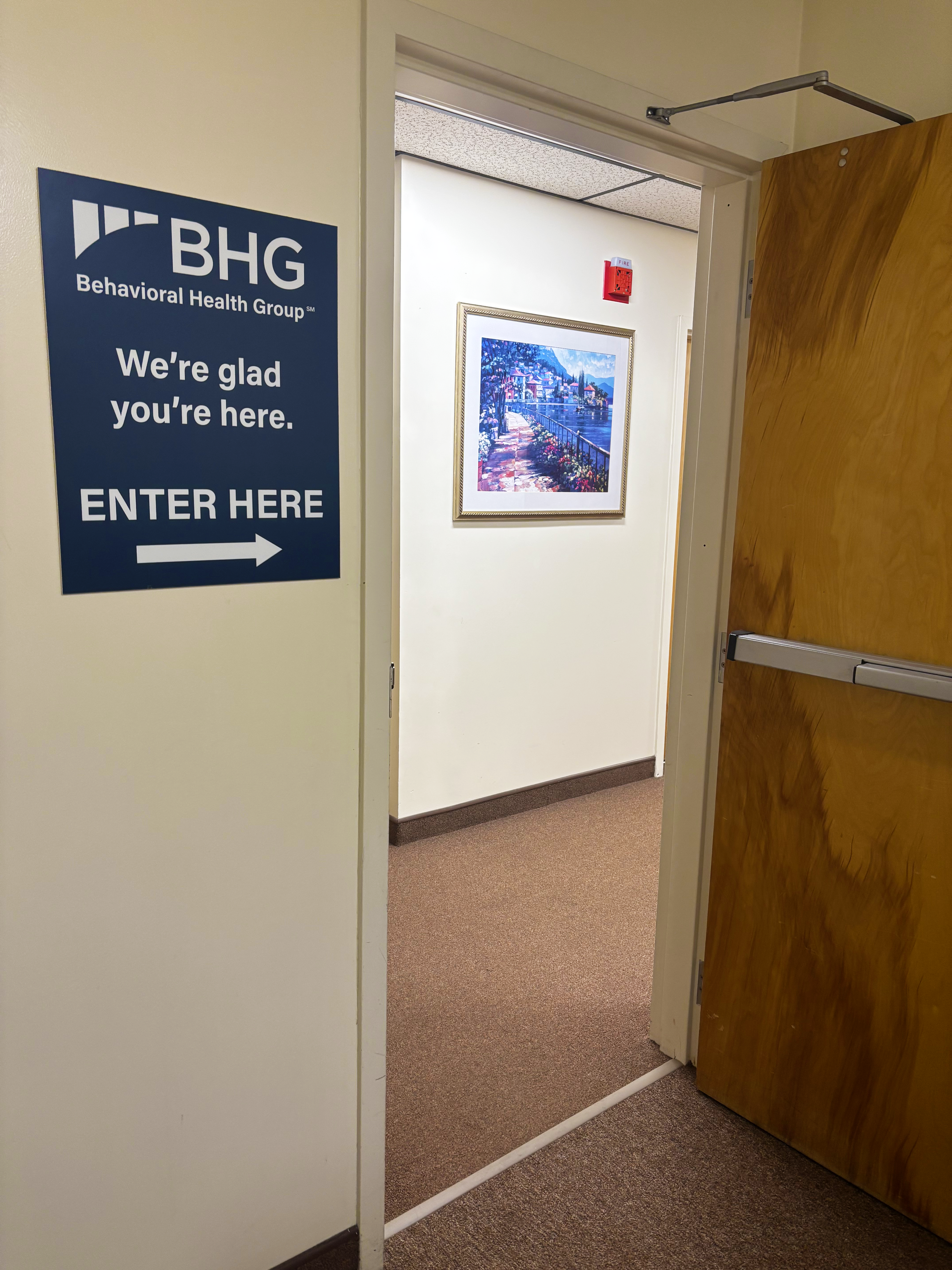 BHG welcome sign directing patients to the entrance
