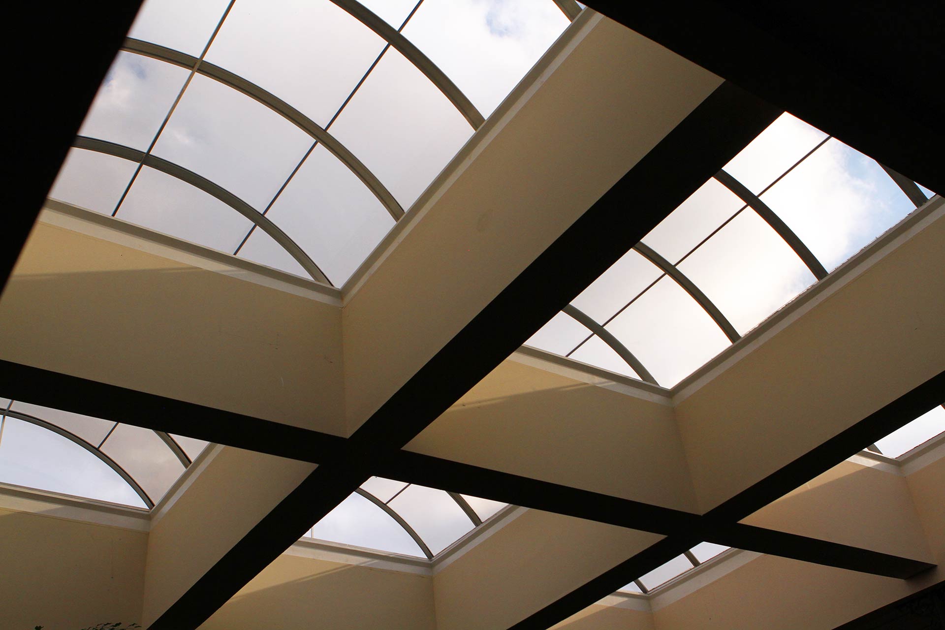 Curved skylight panels letting in natural light