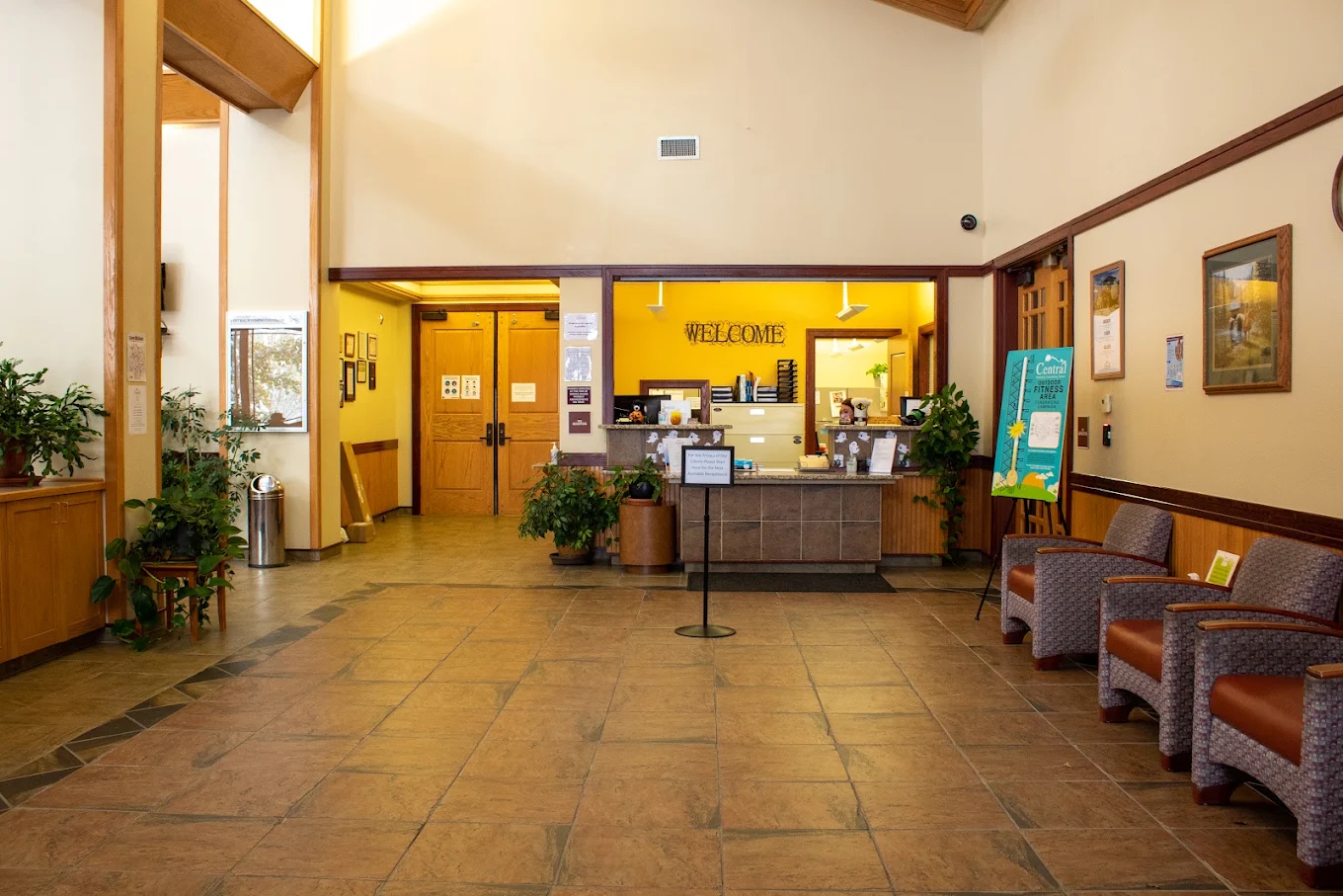 Reception desk and waiting area inside the Casper facility