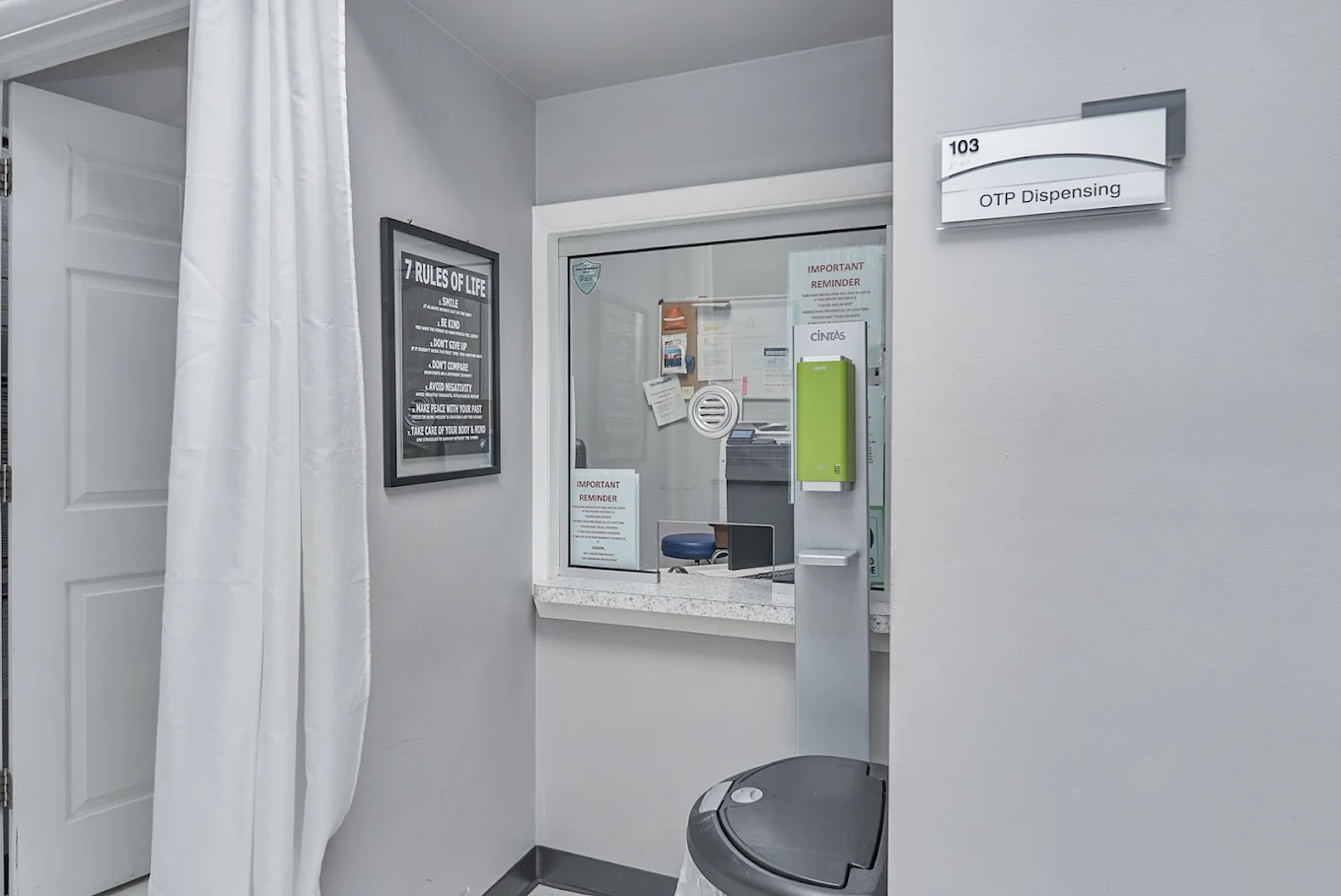 OTP dispensing window inside BrightView Health Chesapeake