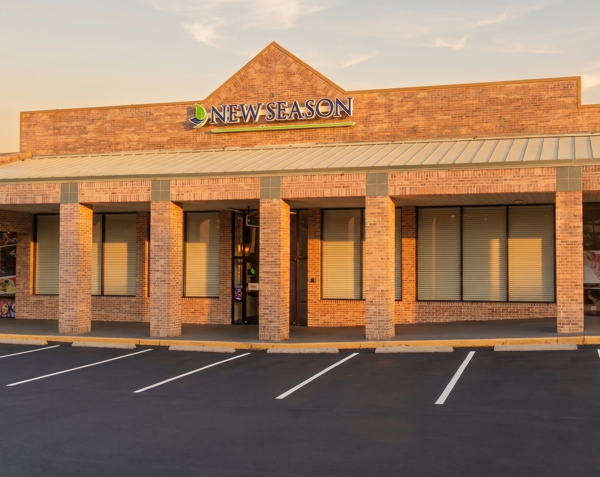 New Season brick treatment center exterior with covered entrance