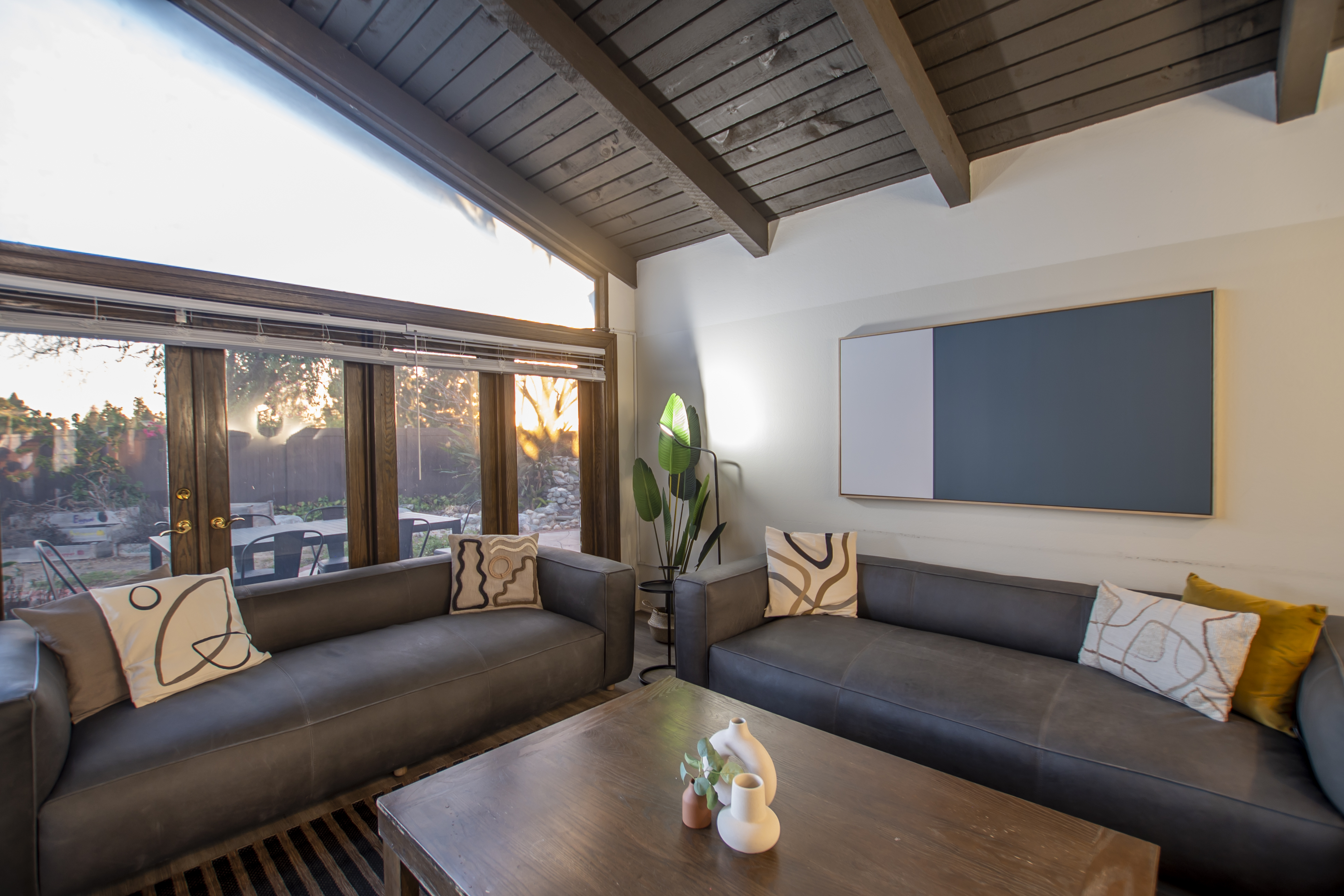 Shared room with two twin beds and warm lighting