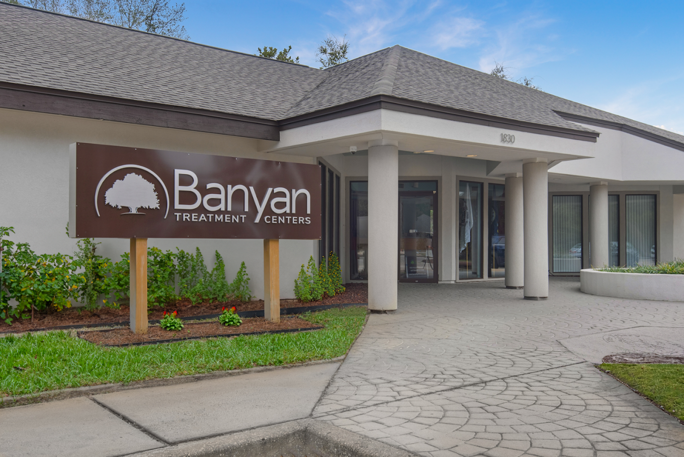 Banyan Treatment Centers entrance with facility sign