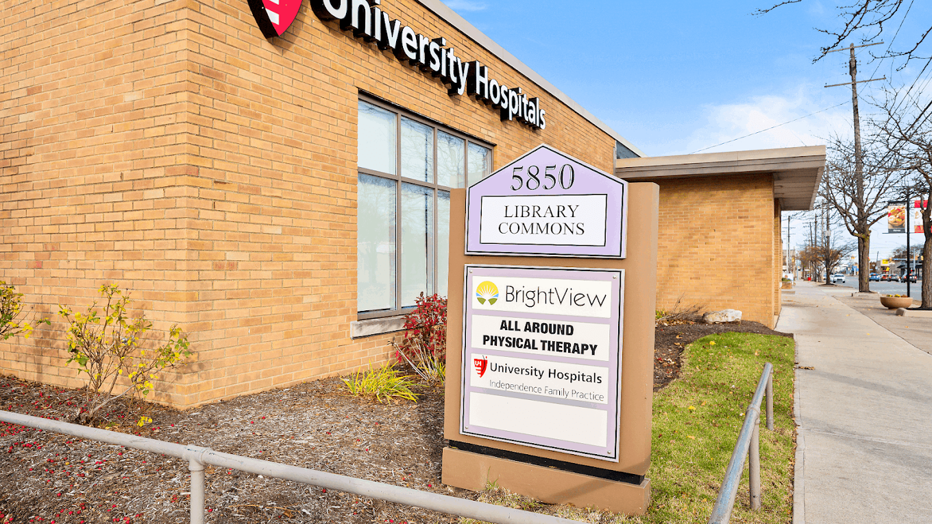 Exterior of 5850 Ridge Road building with BrightView sign