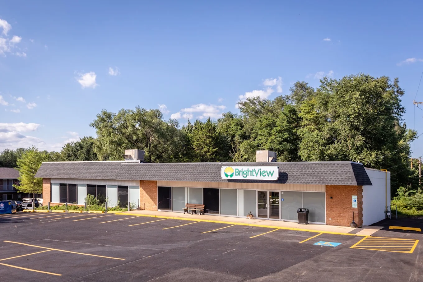 BrightView Harrisonburg facility exterior with parking lot and building sign