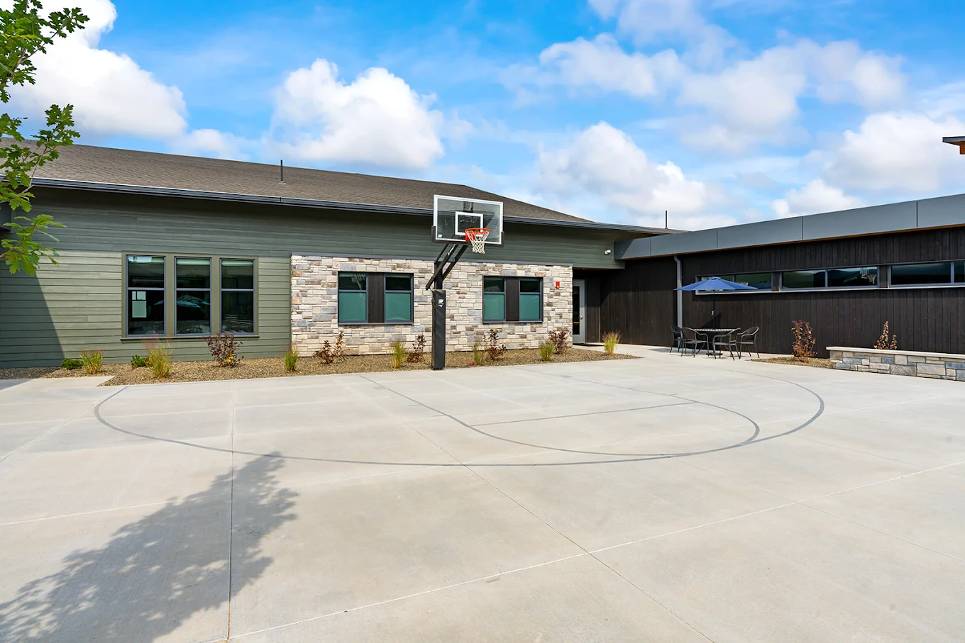 Outdoor basketball court for recreation