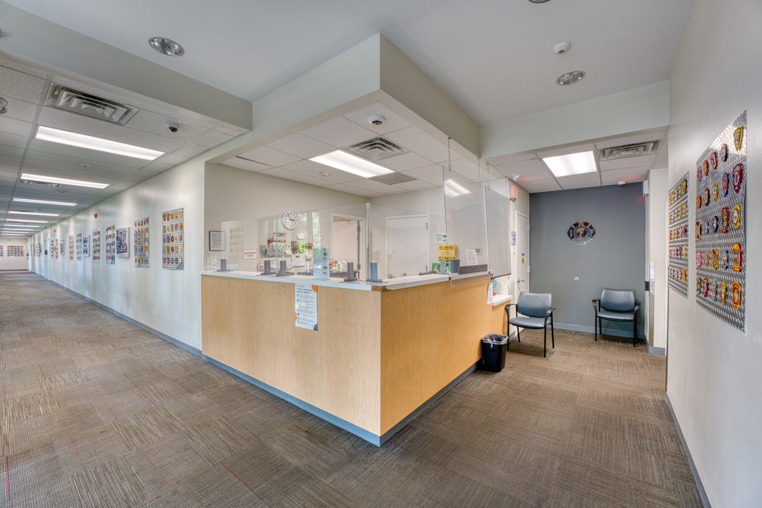 Lobby with front desk and seating area