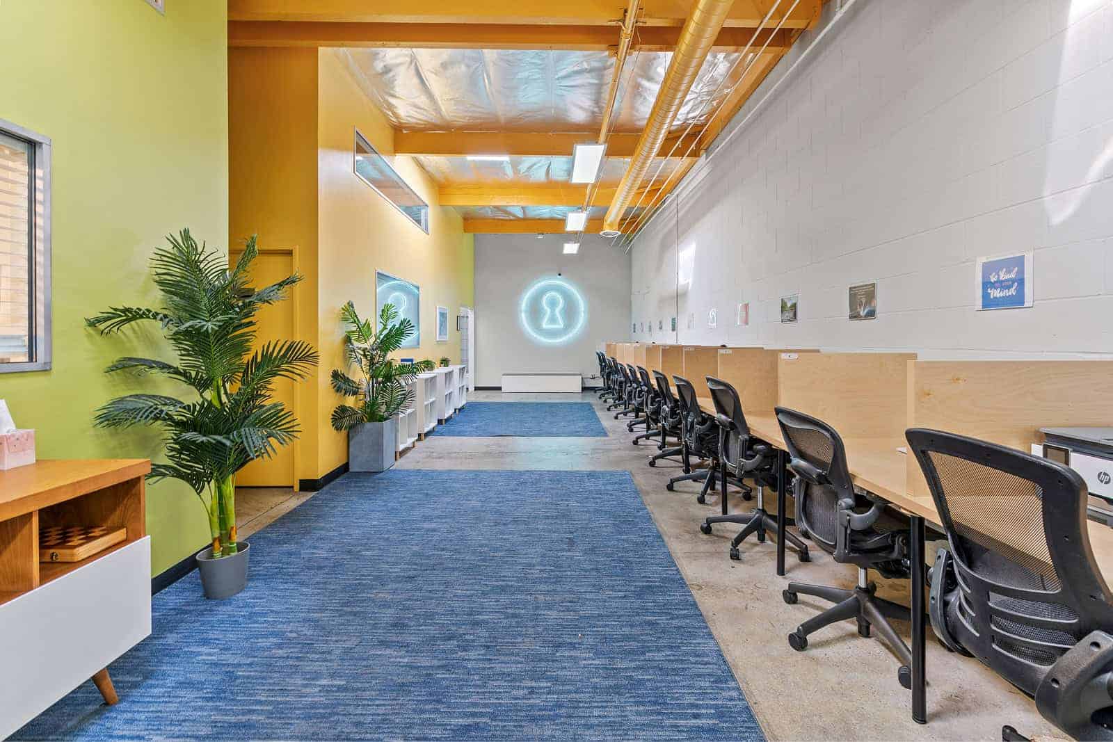 Teen computer lab with study desks and workstations
