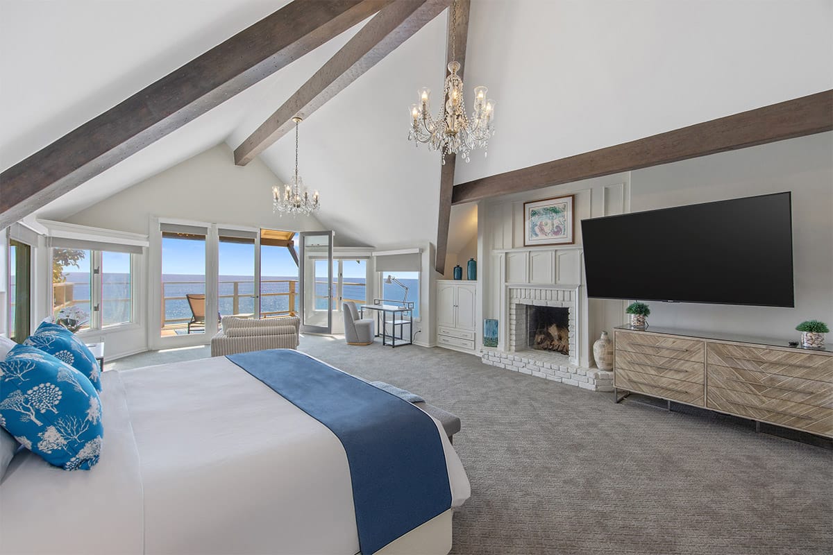 Private suite with ocean views and sitting area