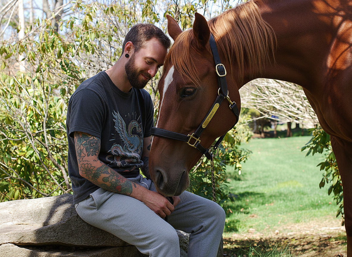 Client bonding with a horse during therapy session.
