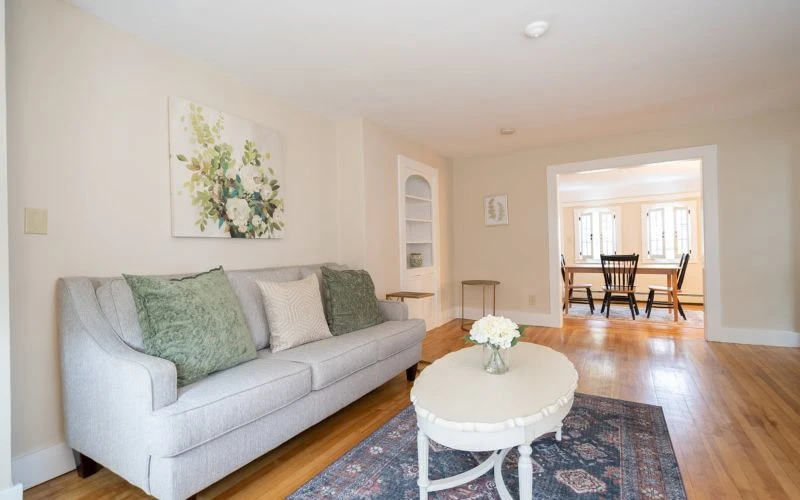 sitting area with couch and coffee table