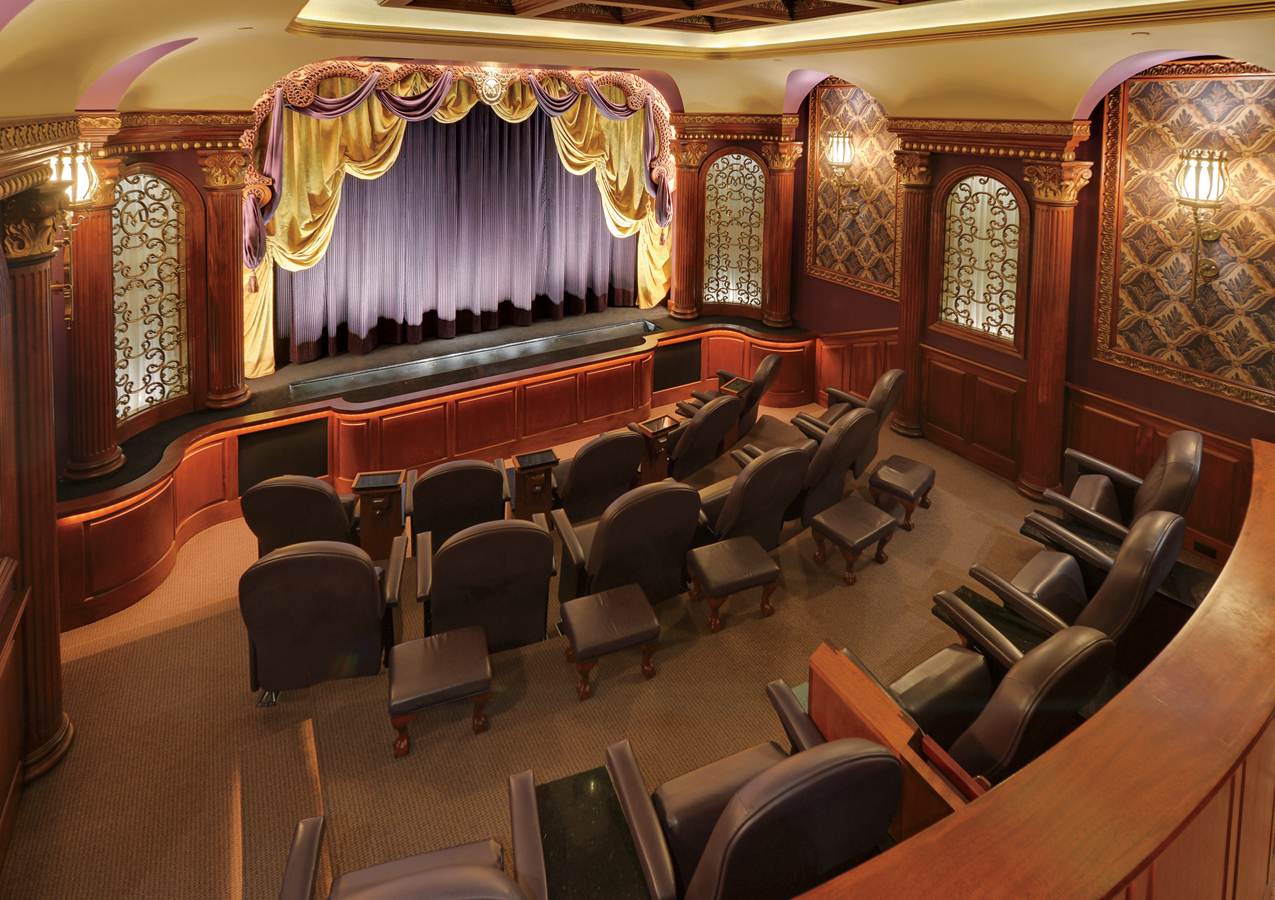 Private theater with stage and luxury seating