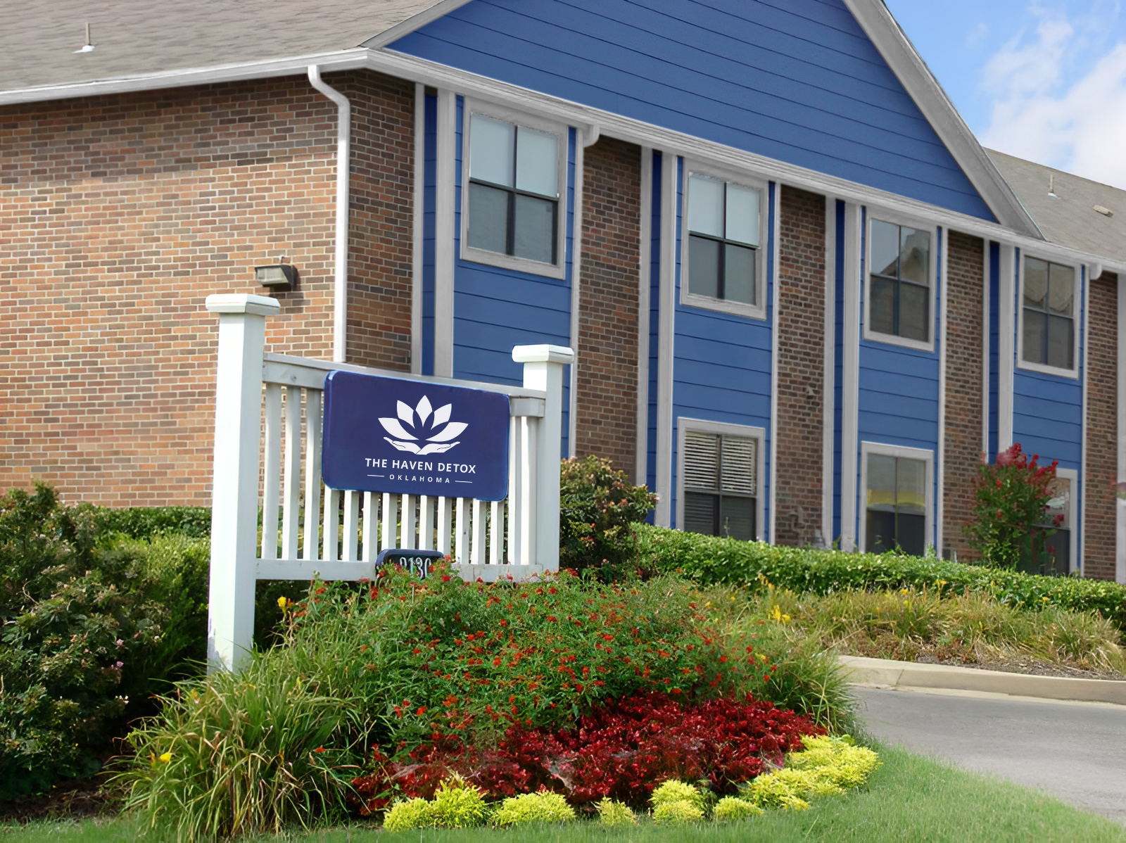 Front sign and landscaped entrance at The Haven Detox Oklahoma