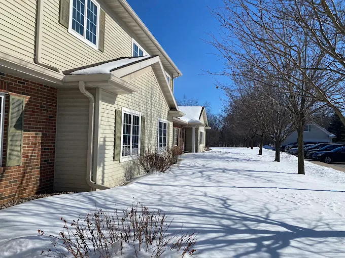 Snowy exterior of residential rehab building