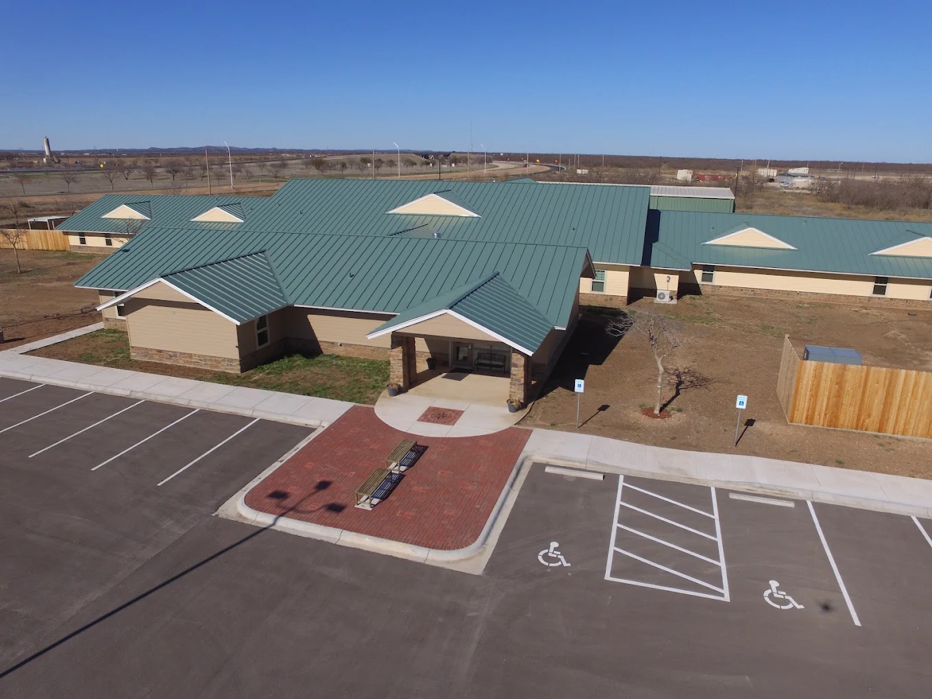 Aerial view of Journey Recovery Center and parking area