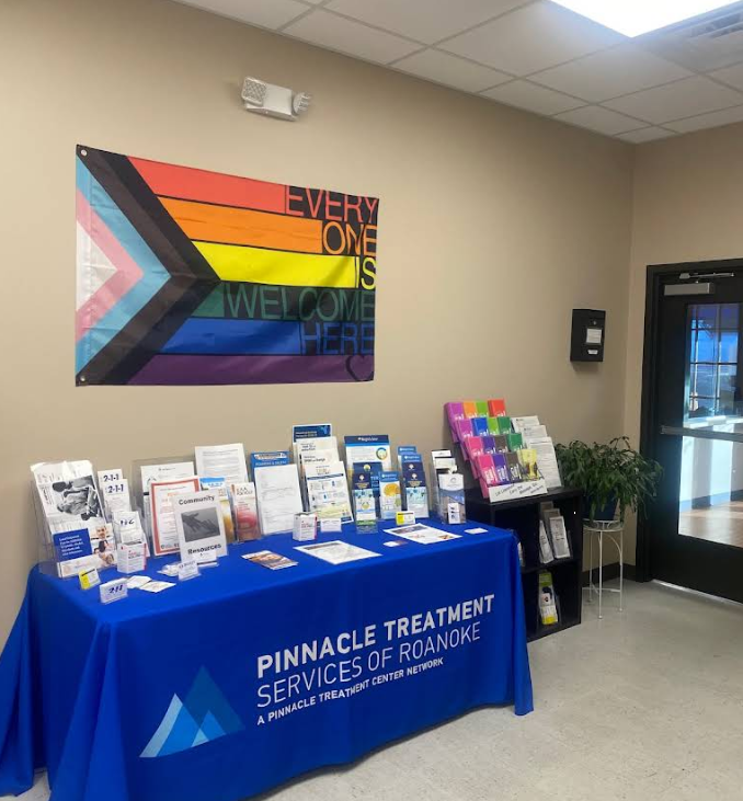 Brochures and recovery resources on display table