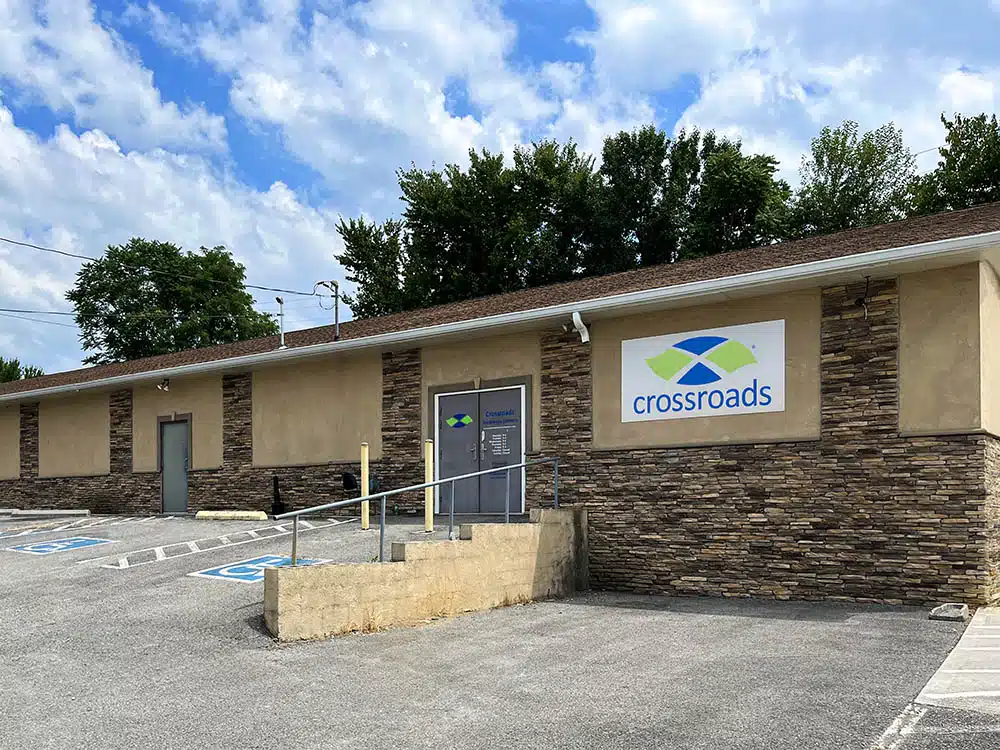Exterior of Crossroads rehab building with ramp entrance