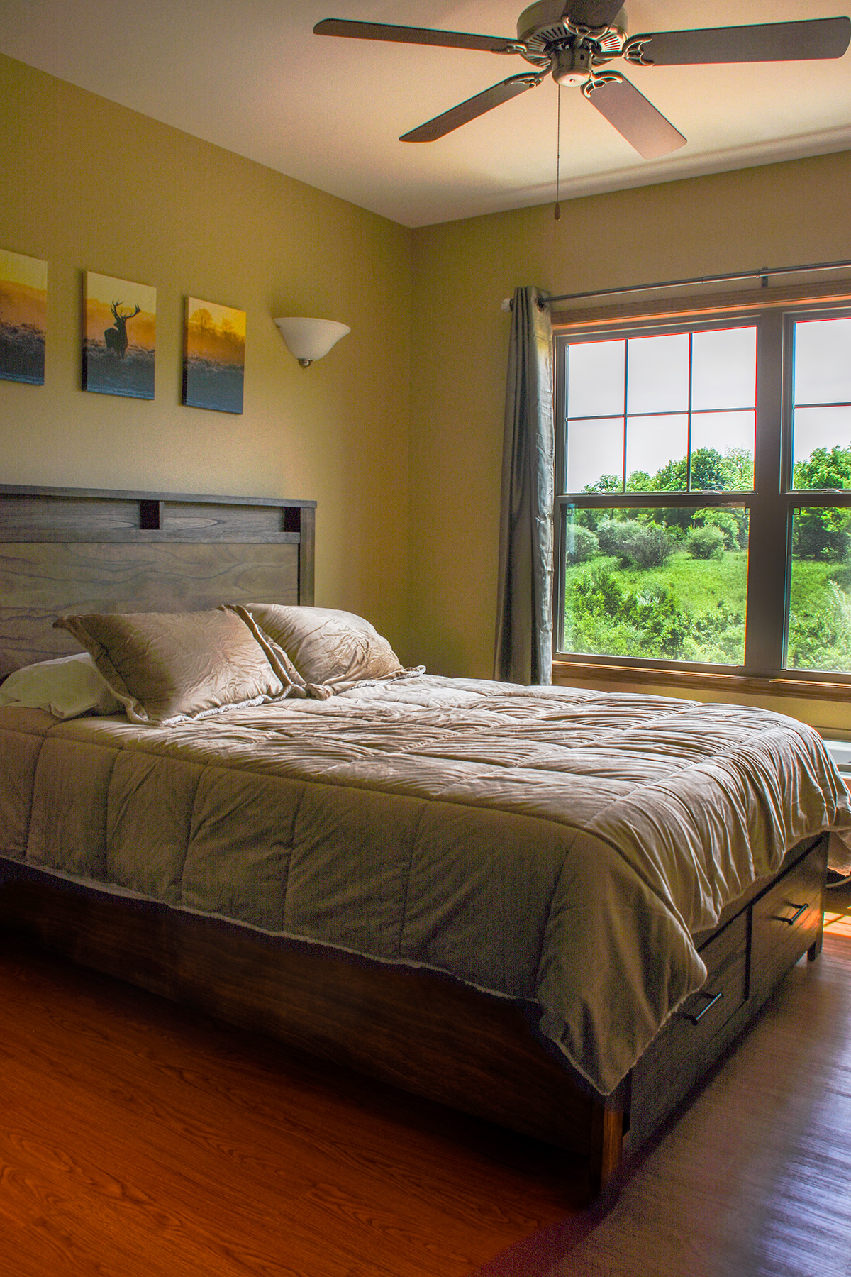 Private bedroom with large window and scenic views at rehab
