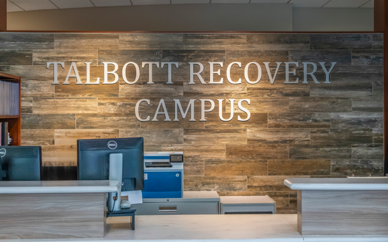 Reception desk at Talbott Recovery Campus entrance