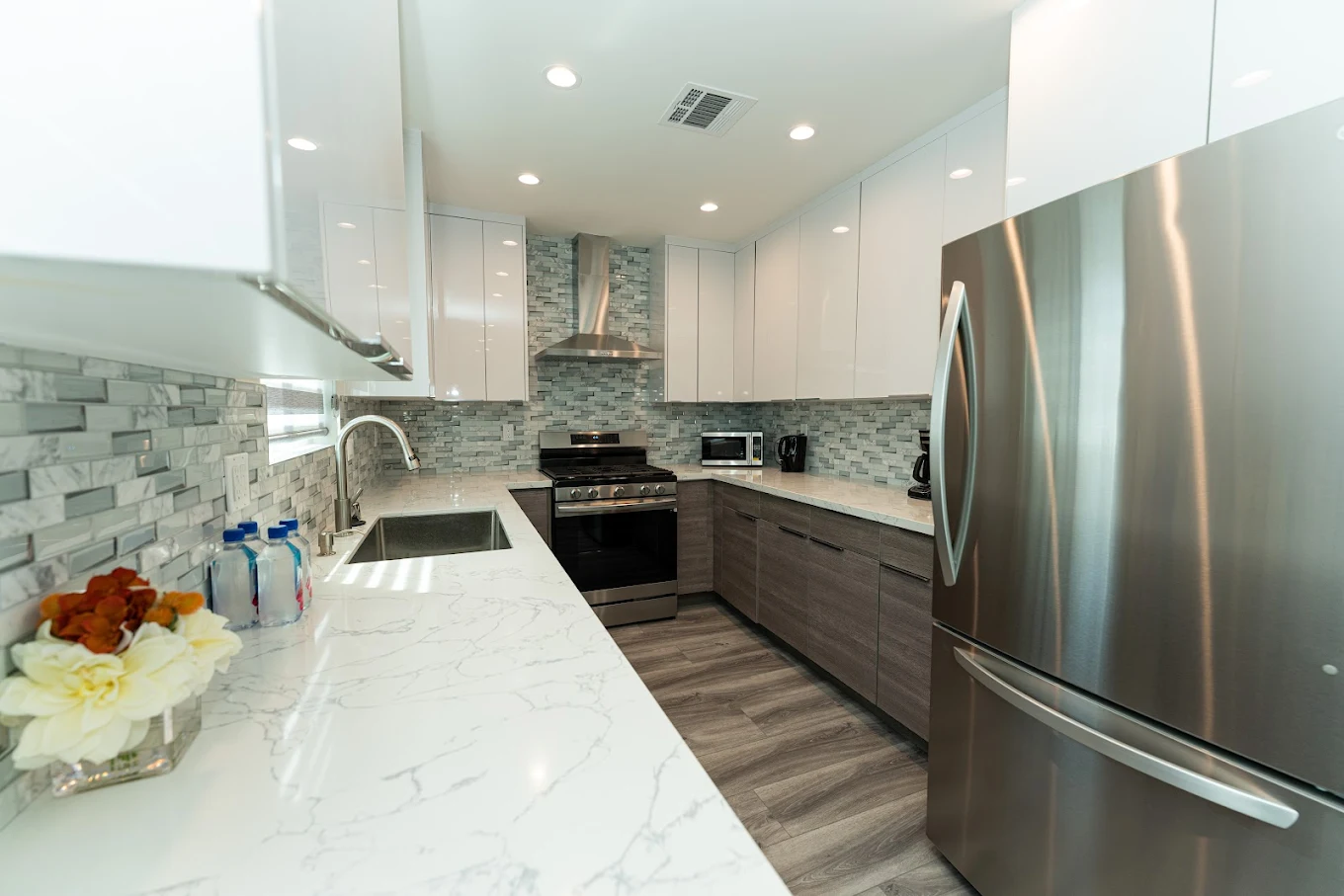 Modern kitchen with stainless steel appliances