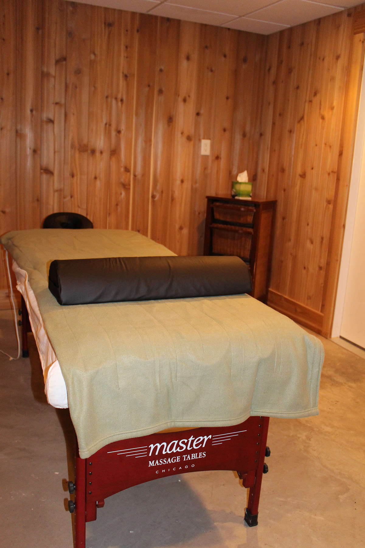 Massage therapy room used for wellness and relaxation