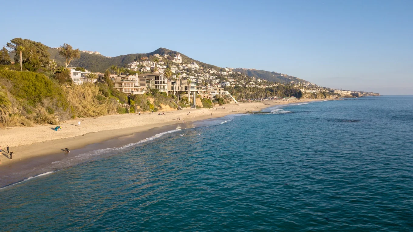 Beachfront buildings and shoreline near Laguna Beach