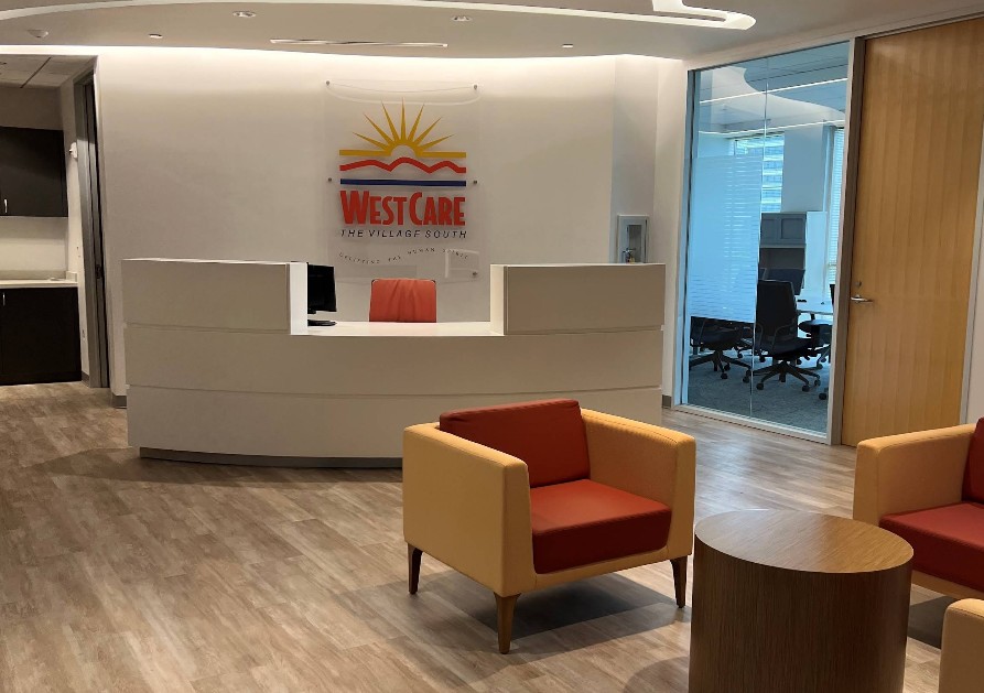 Reception lobby at Village South treatment center