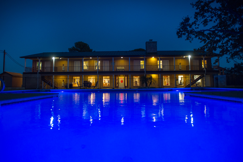 Pool area in backyard.