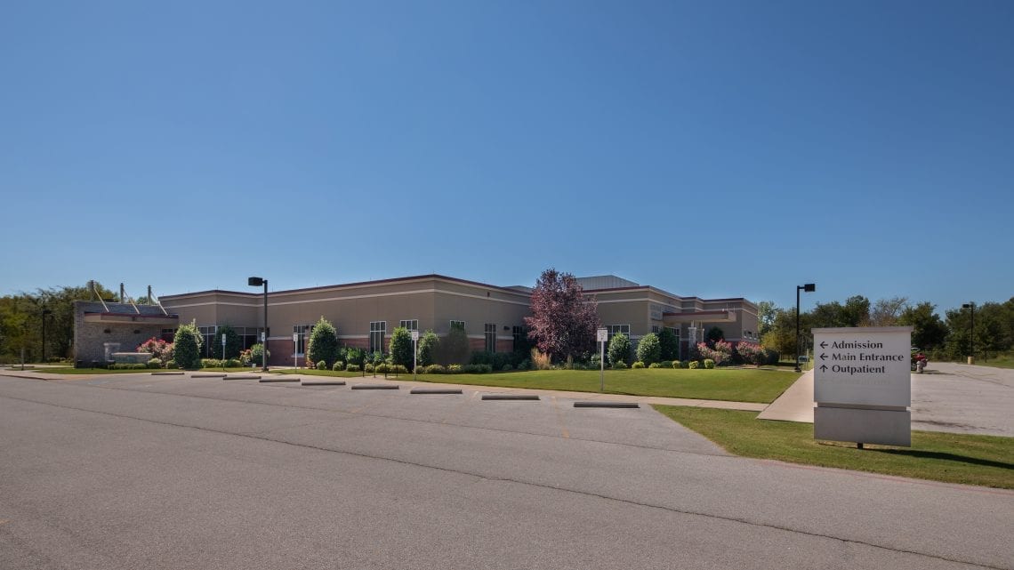 Main entrance and exterior of behavioral health facility