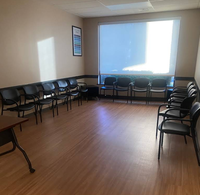Chairs arranged in circle for group sessions