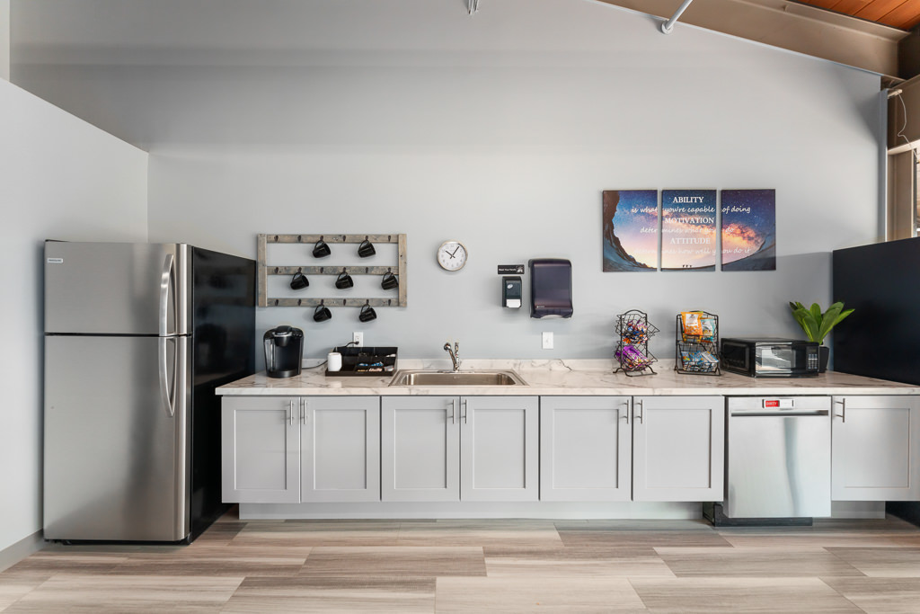  Kitchen area with appliances.