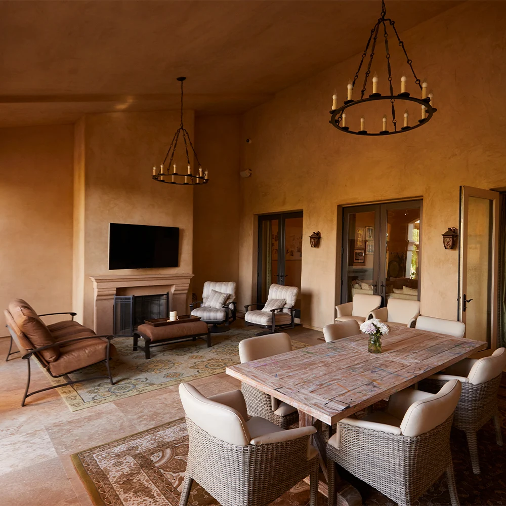 TV room with fireplace and lounge seating