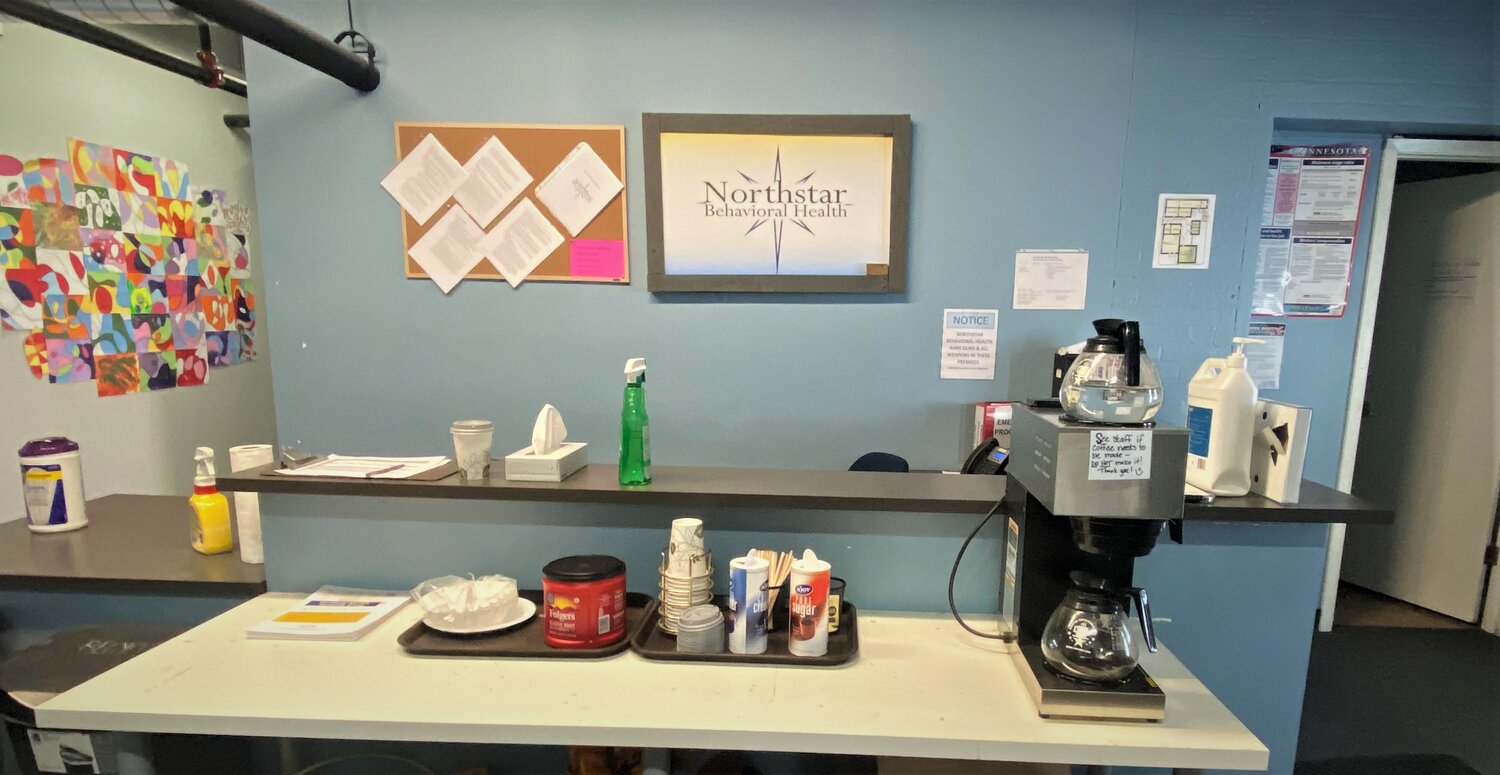 Coffee station with Northstar Behavioral Health sign above