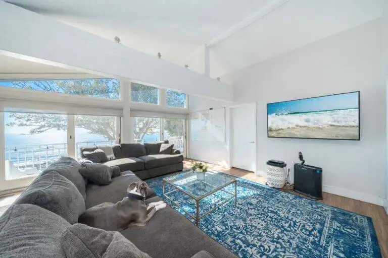 Bright living room with ocean views at Cliffside Malibu rehab