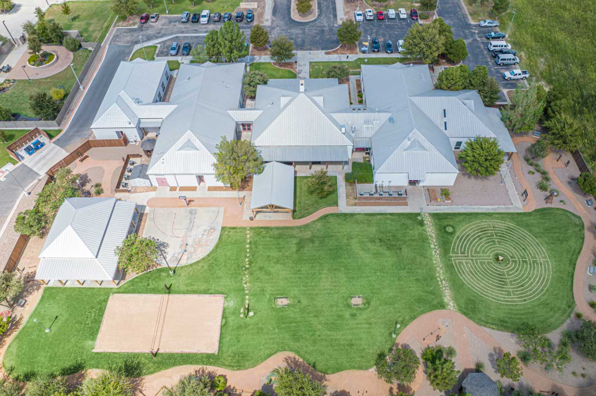 Aerial view of Springboard Center campus and outdoor grounds