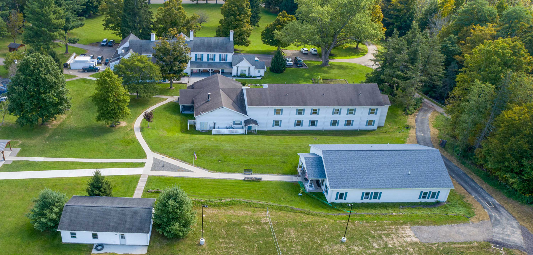 Aerial view of recovery center campus and grounds