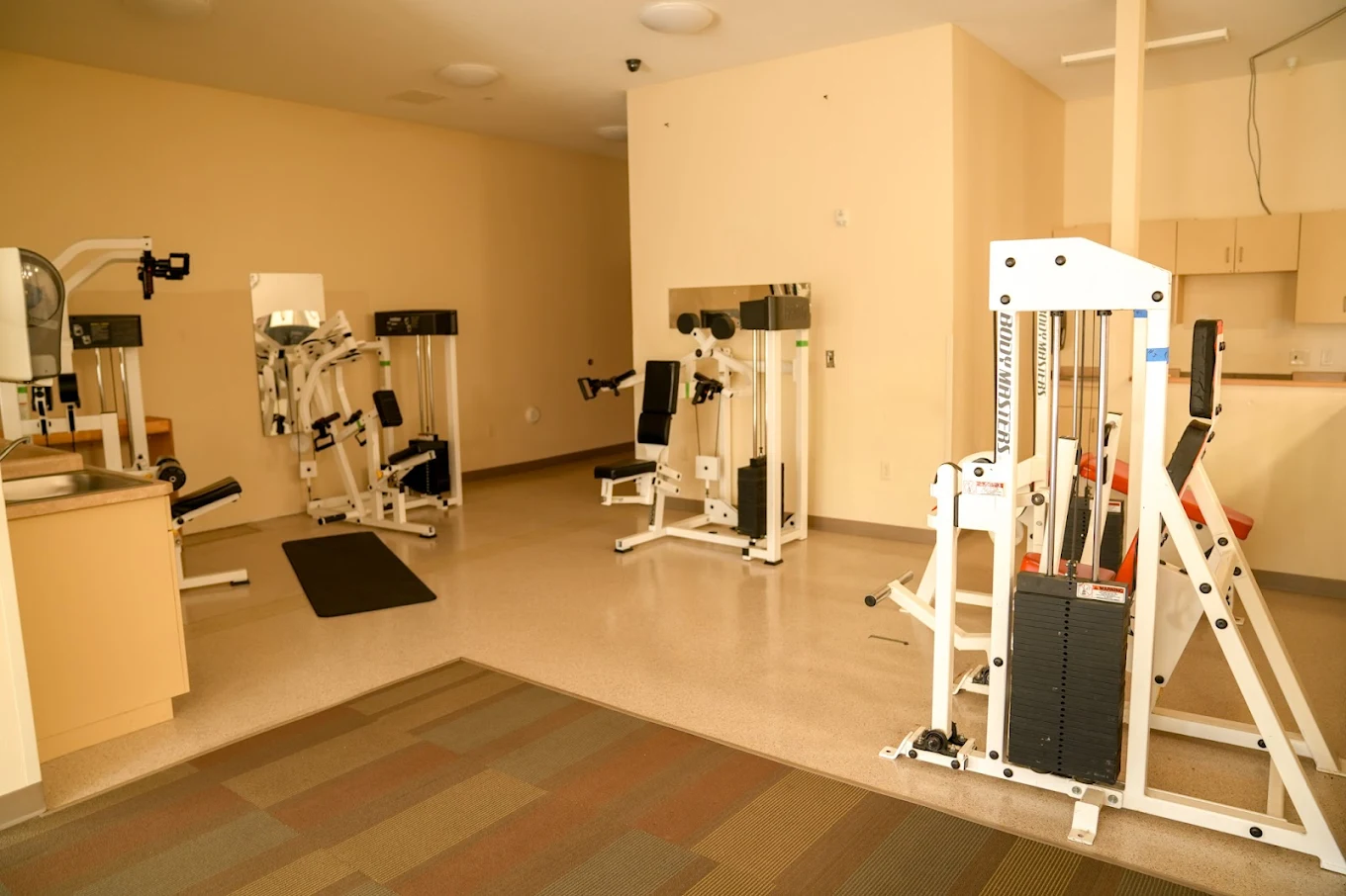 fitness center with a variety of equipment.