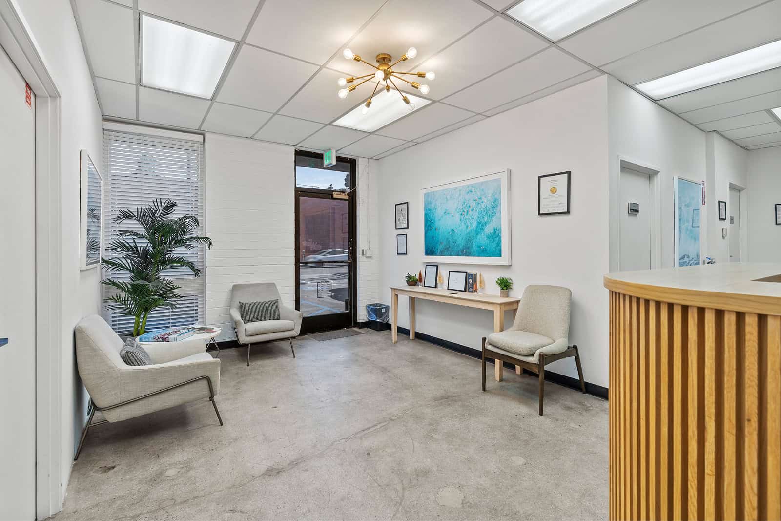 Modern reception and waiting area for teen treatment