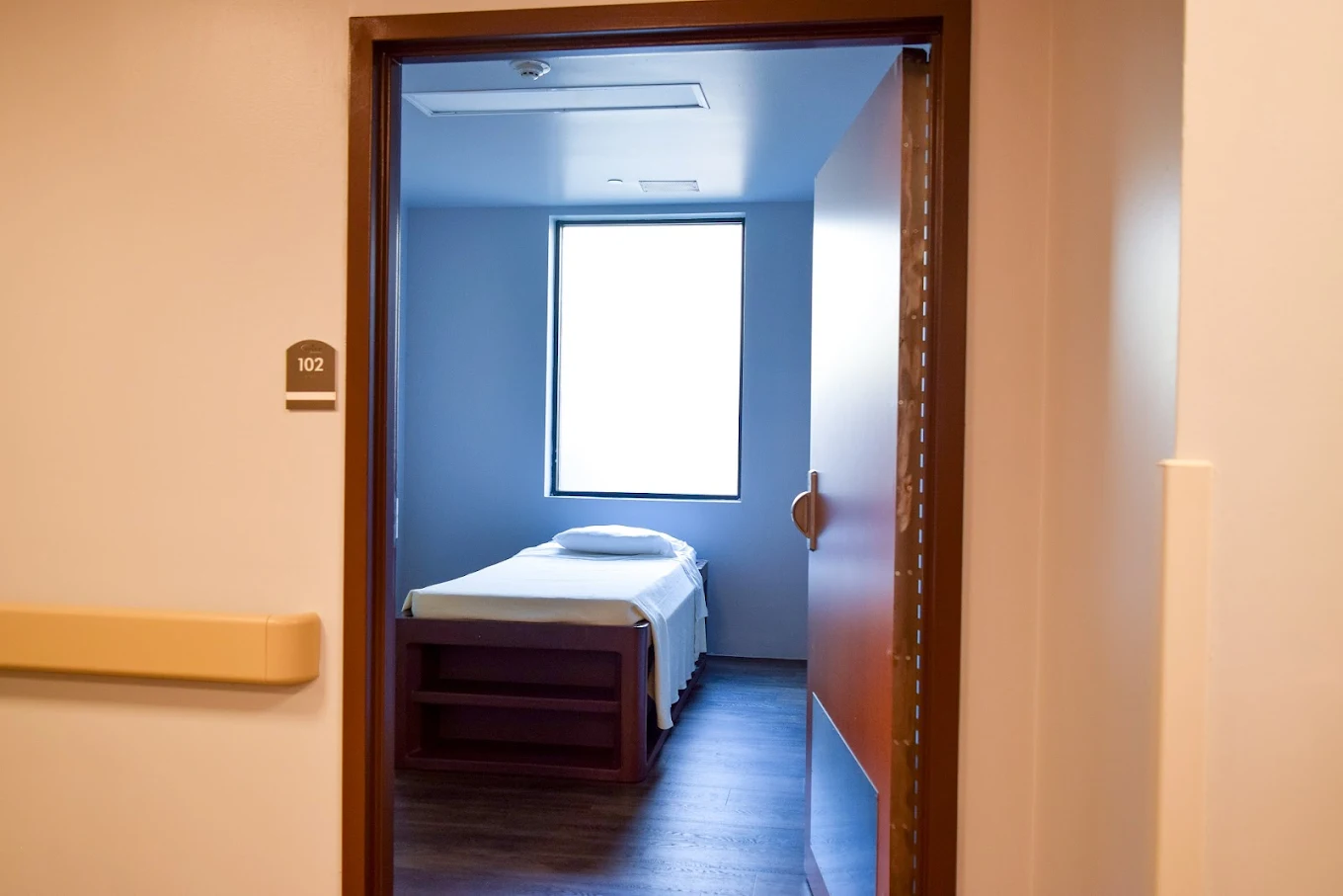 Simple room with a single bed and bright window