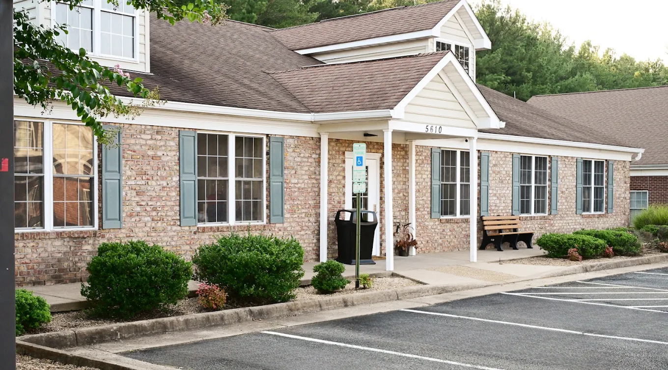 BrightView Fredericksburg treatment center exterior with brick facade, entrance, and accessible parking