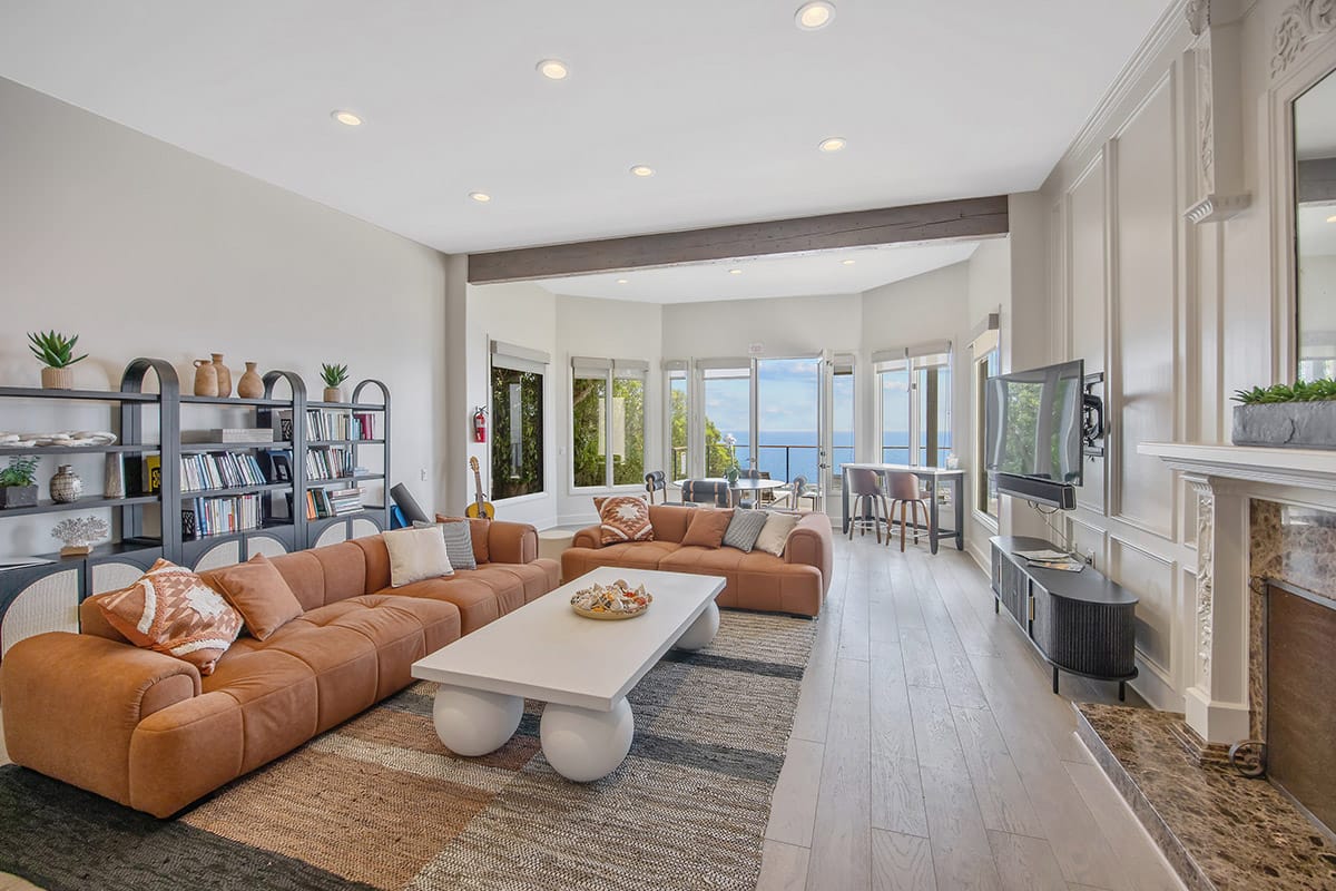 Spacious living room with ocean views and comfortable seating