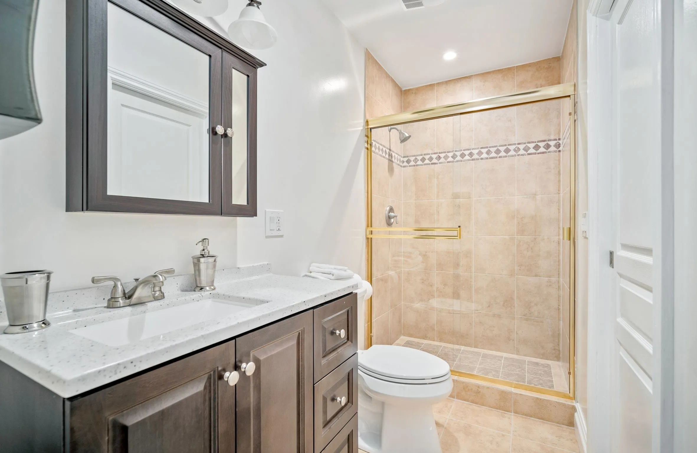 Clean private bathroom with walk-in shower at Innovate Recovery