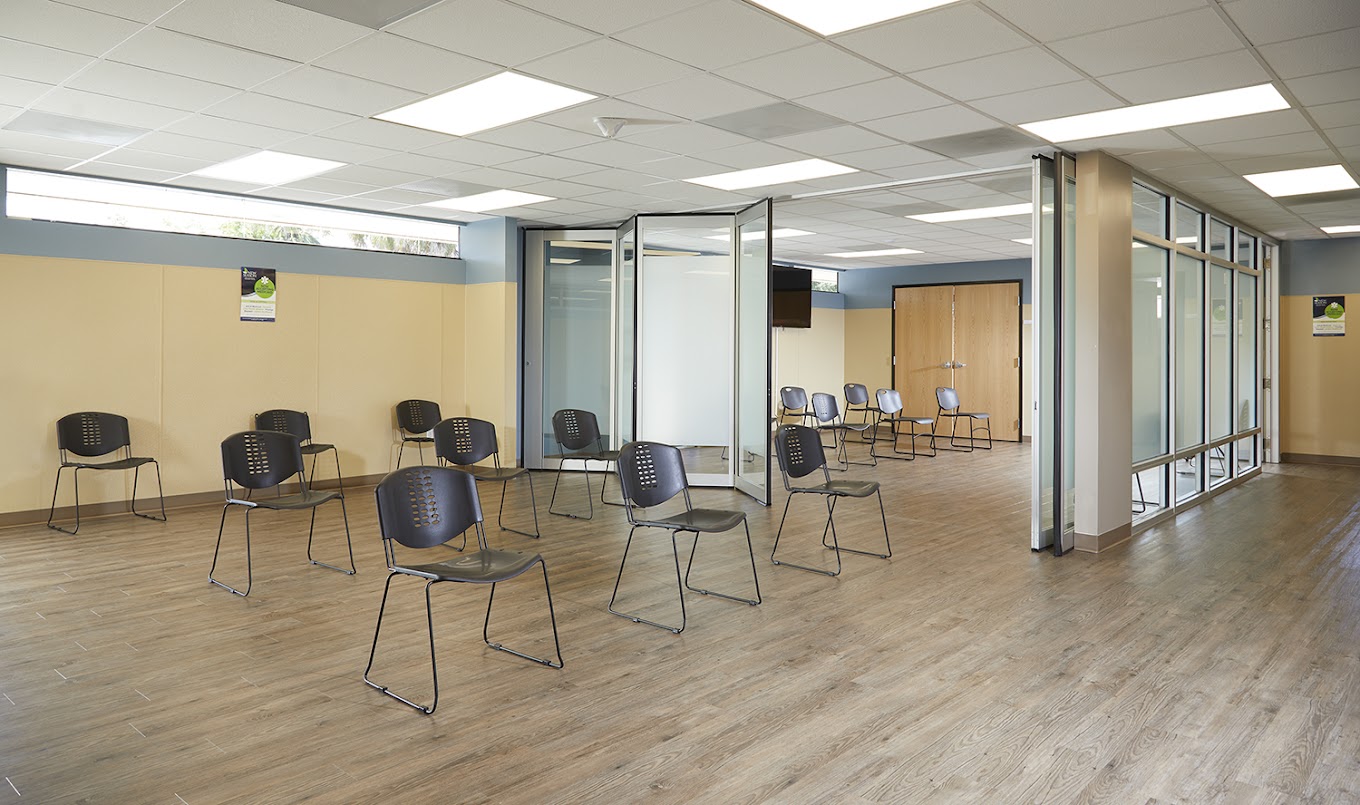 Group therapy room with chairs.
