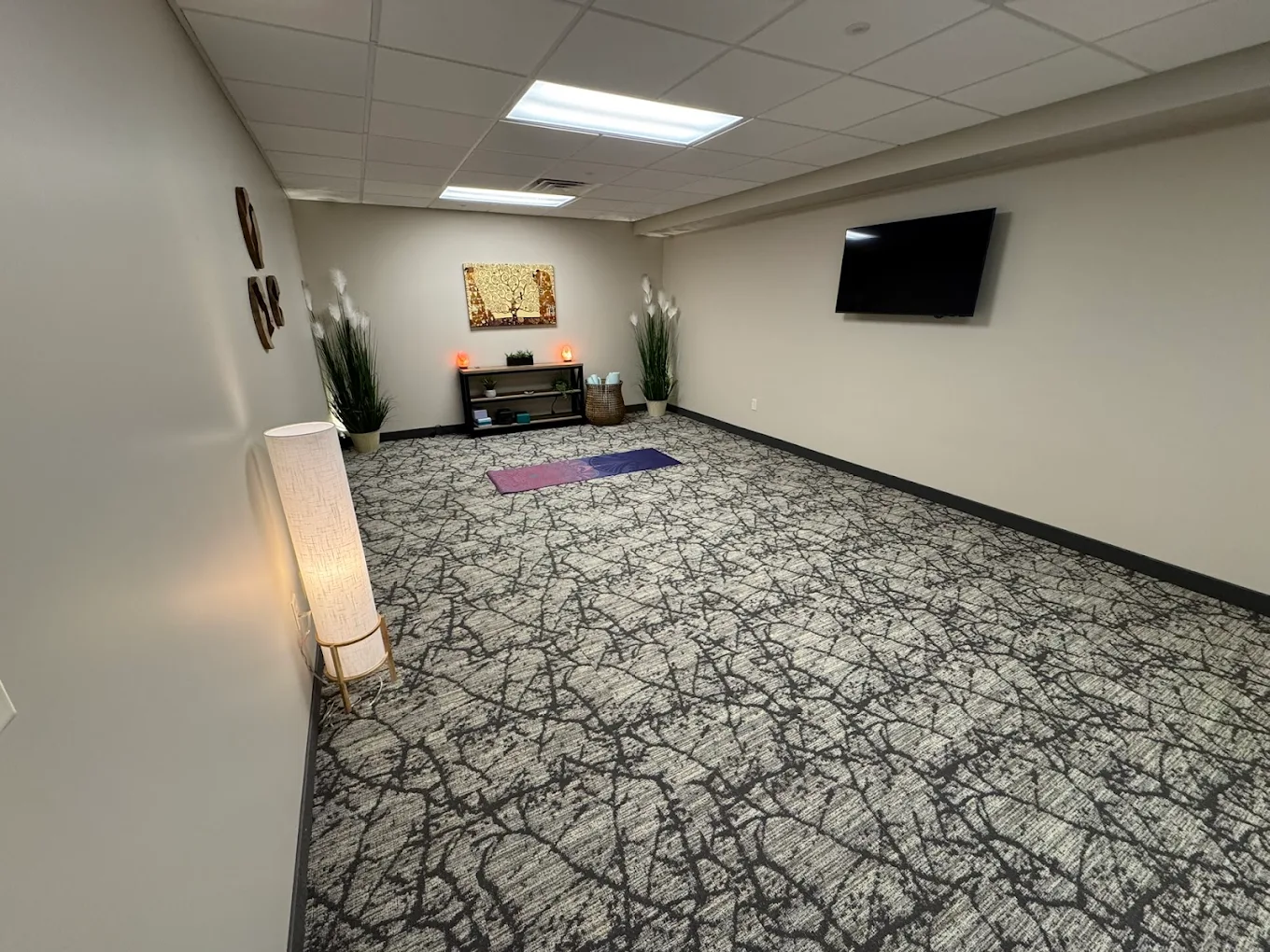 Yoga and meditation room with mats and calming décor