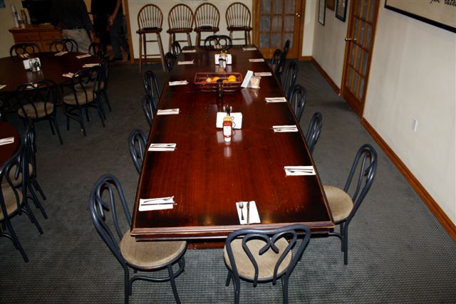 Long dining table set for meals at DYC Brooklyn