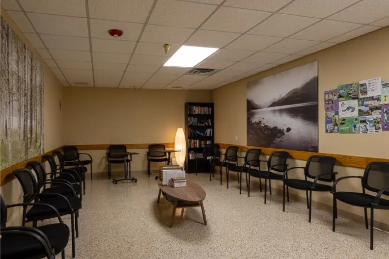 Group meeting room with chairs arranged in a circle