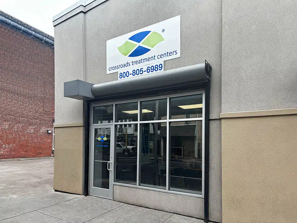 Crossroads treatment center entrance with signage