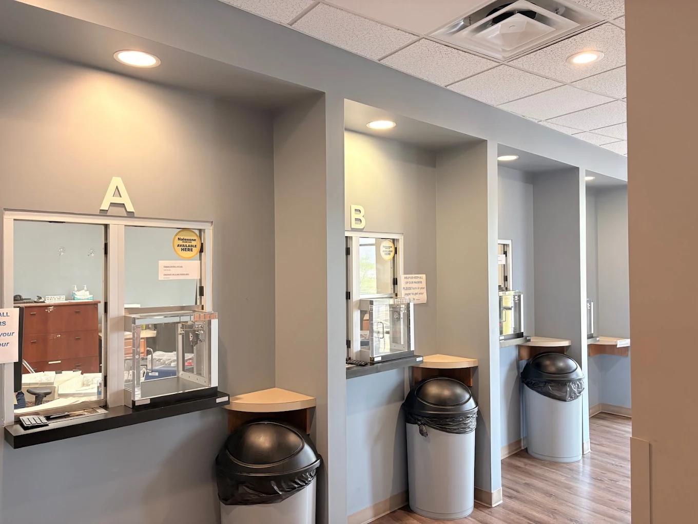 Patient check-in windows inside BrightView Mason