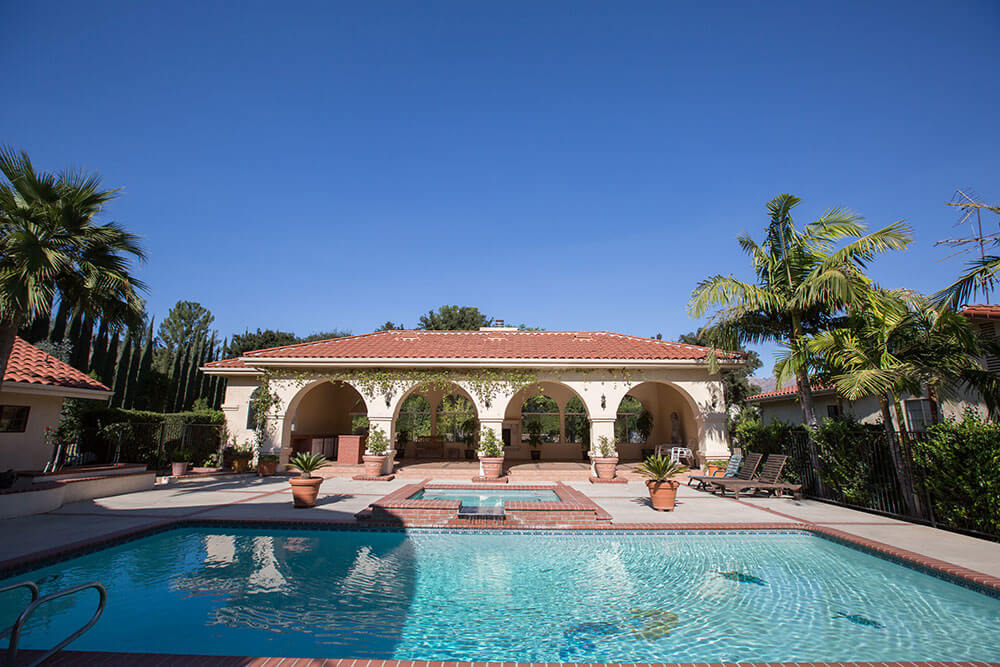 Backyard pool area of facility.